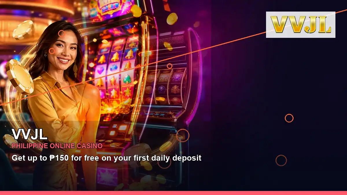 VVJL Philippines casino guide with left-framed reels casino bonus games and an adult Filipina casino host