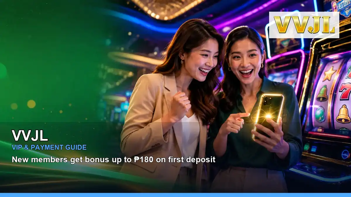 VVJL casino first deposit rewards featuring an adult Filipina casino host with a radiant composition